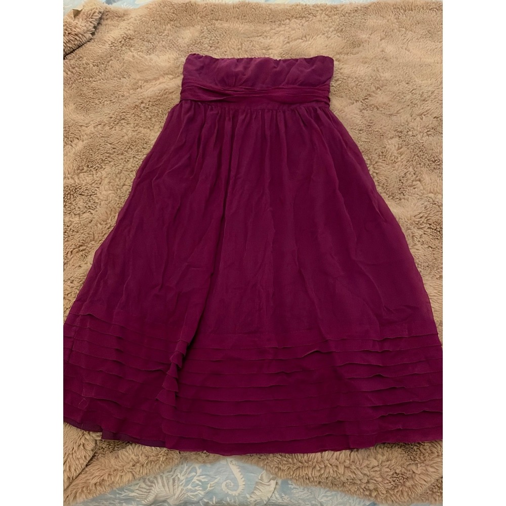 J Crew Strapless Cocktail Dress Tiered Ruffle Hem Knee Length Size 4